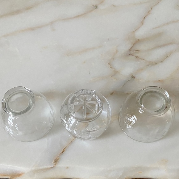 Crystal Sunburst Small Sugar Bowl and 2 Matching Laurel Etched Bowls - Picture 6 of 6